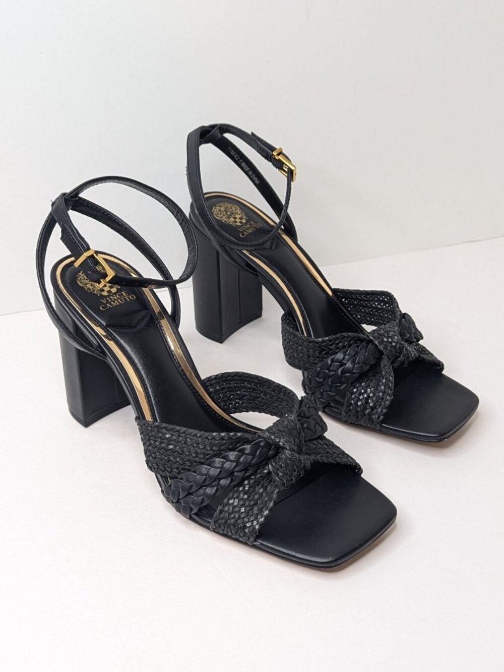 Vince Camuto Hanlea Block Heel Sandals Black Womens 11